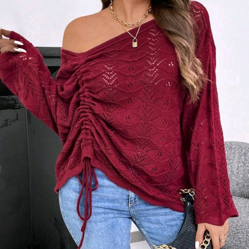 Maroon asymmetrical sweater